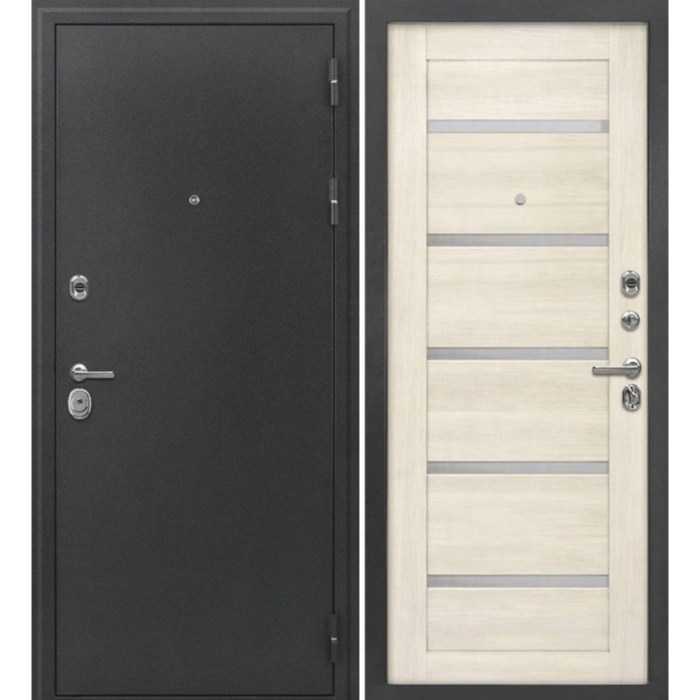 Люкс-2 дверь входная Антик серебро, Лиственница беж