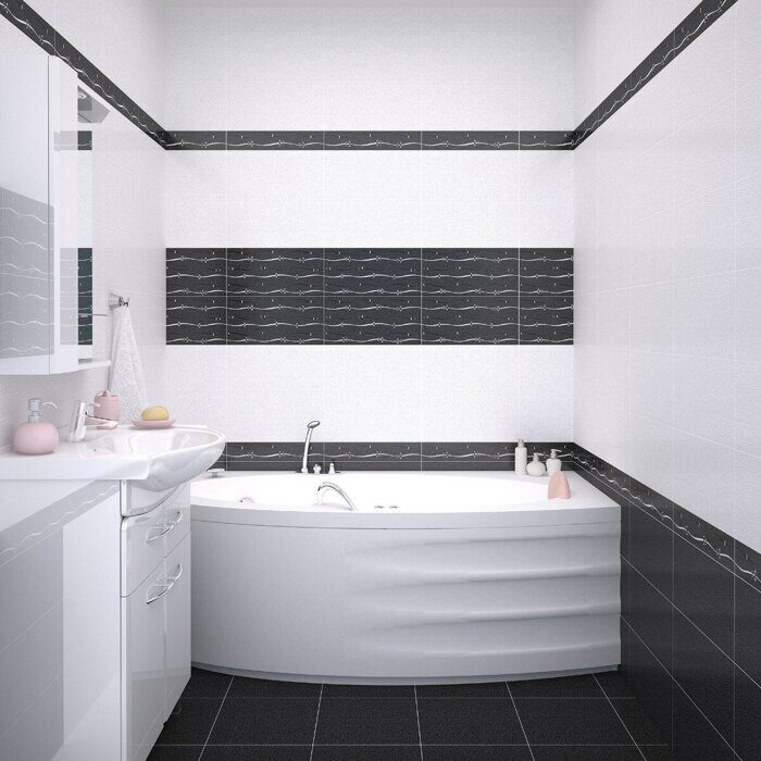 Дефиле Неро плитка для пола черная полуматовая 42х42см Azori