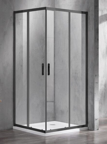 Azario AZ-ND1142 1000 Black 100х100х200см душевое ограждение, стекло прозрачное, черный профиль