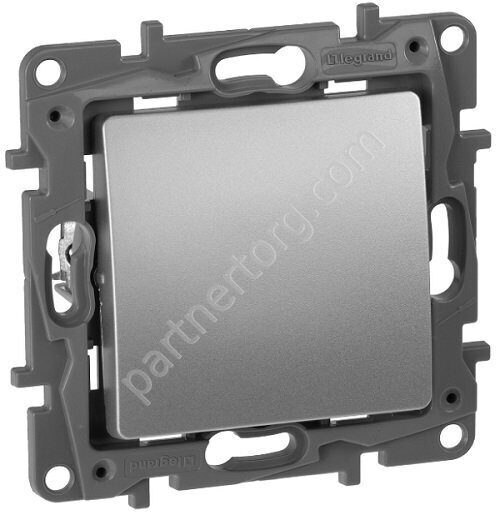 Legrand Etika переключатель 1-клавишный 10АX 250В, цвет алюминий