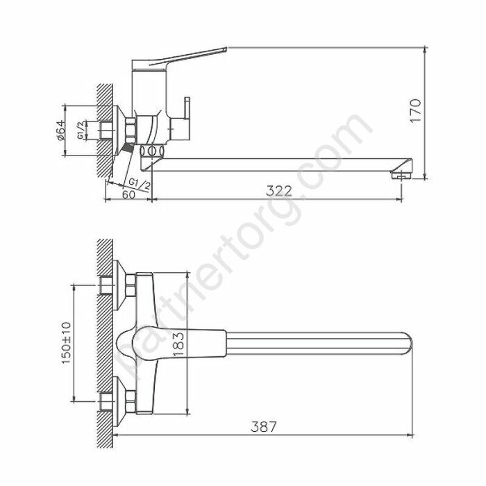 HB22572 Haiba смеситель для ванны хром