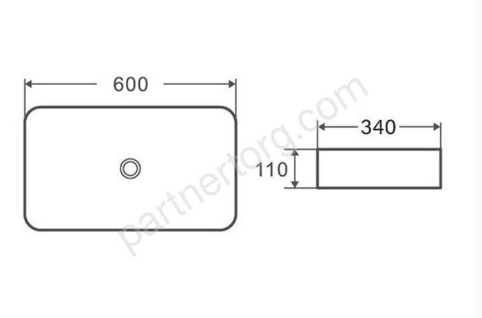 Calypso  CS11390  раковина накладная прямоугольная 600x340x110мм