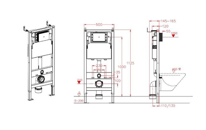 Комплект подвесной унитаза безободковый Торнадо CS246UQ-TK и инсталляции Beta без клавиши смыва