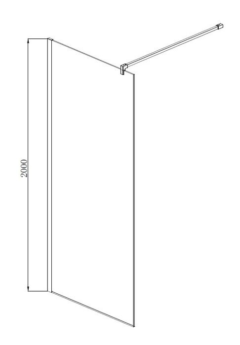 Душевая перегородка Aquatek AQ WIW Print 10020BL Walk in с держателем 100x200 см профиль черный, стекло прозрачное 8 мм