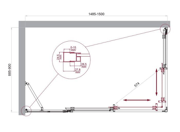 BelBagno LUCE-AH-21-150/90-C-Cr душевой уголок 150х90х195 см, дверь раздвижная, стекло прозрачное, профиль хром