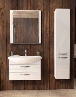 Ария 80 М см тумба подвесная белая для ванной комнаты с раковиной Смайл 80 Aquaton