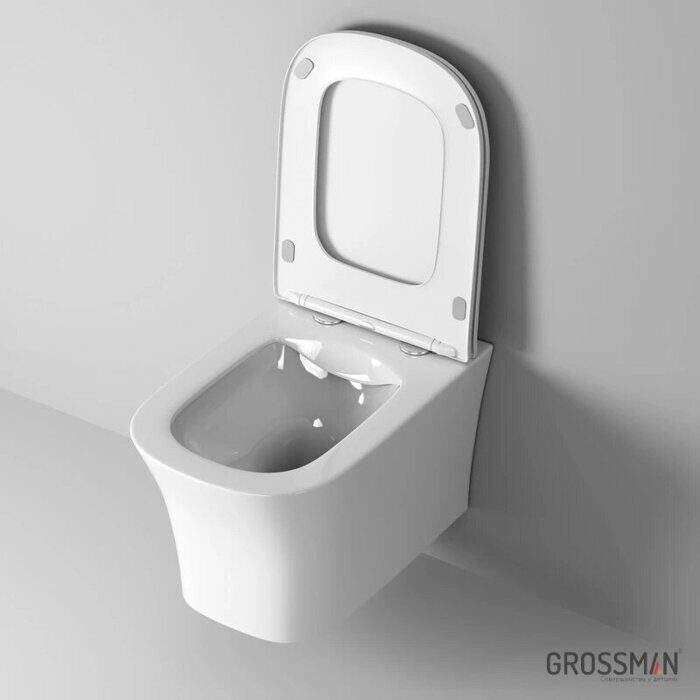 Grossman GR-4474S подвесной безободковый унитаз белый с сидением