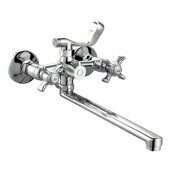HB2224 Haiba Смеситель для ванны двуручный крест, длинный излив, хром