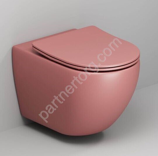 Grossman GR 4411PIMS Color розовый матовый подвесной безободковый унитаз с сидением