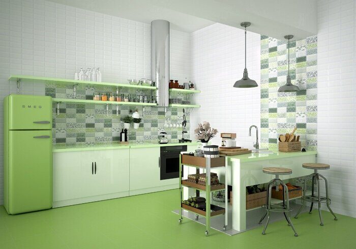 Элара Верде плитка для пола зеленая матовая 42х42см Azori