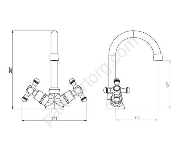 Retro Damixa смеситель для умывальника без донного клапана