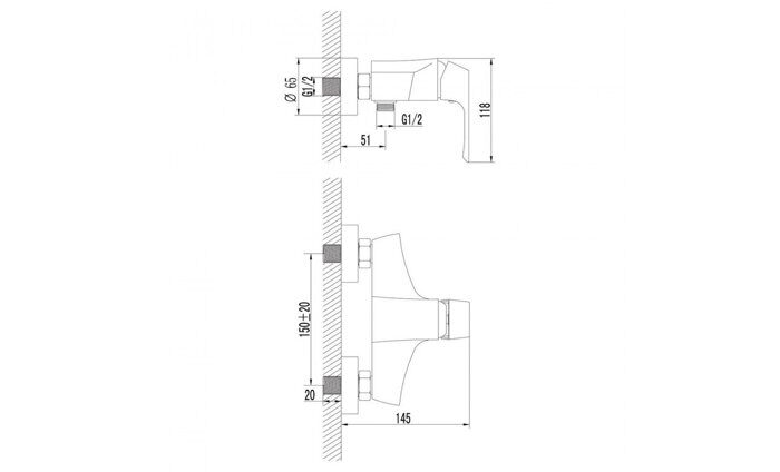Unit LM4503C, смеситель для ванны и душа, без излива, хром Lemark