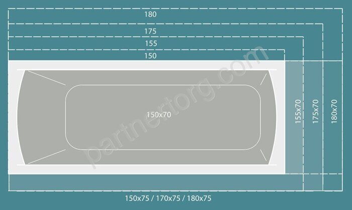 Модерн ванна акриловая 180х70 см MarkaOne