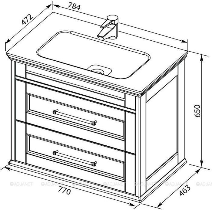 Бостон М 80 тумба белая матовая для ванной комнаты с раковиной-столешницей Бостон 80 Aquanet
