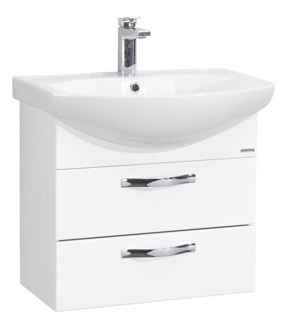 Ария 50 М см тумба подвесная белая для ванной комнаты с раковиной Смайл 50 Aquaton