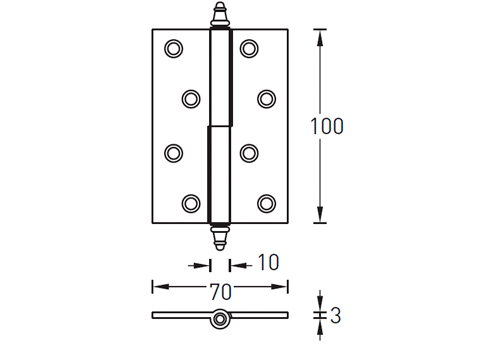 Archie A010-D 100X70X3-2 петля дверная разъемная с короной
