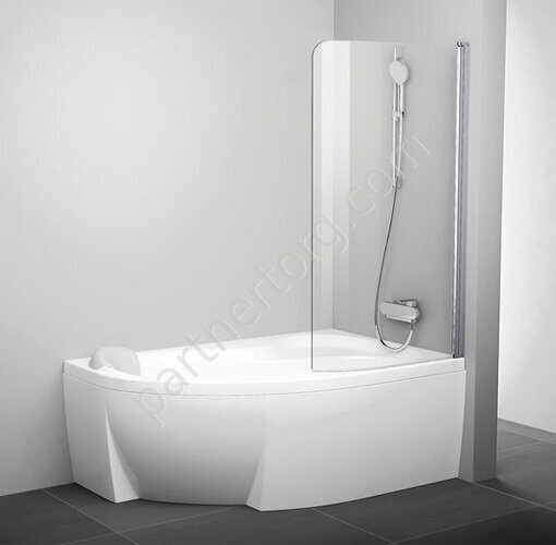 Ravak CVSK1 160, 170 R Rosa  шторка для ванны блестящий + транспарент правая