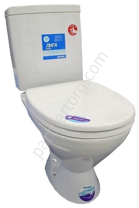 Лига напольный унитаз компакт белый Santek с сидением