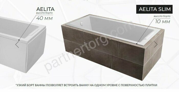 Aelita Slim ванна акриловая, узкий борт, 165х75 см Marka One