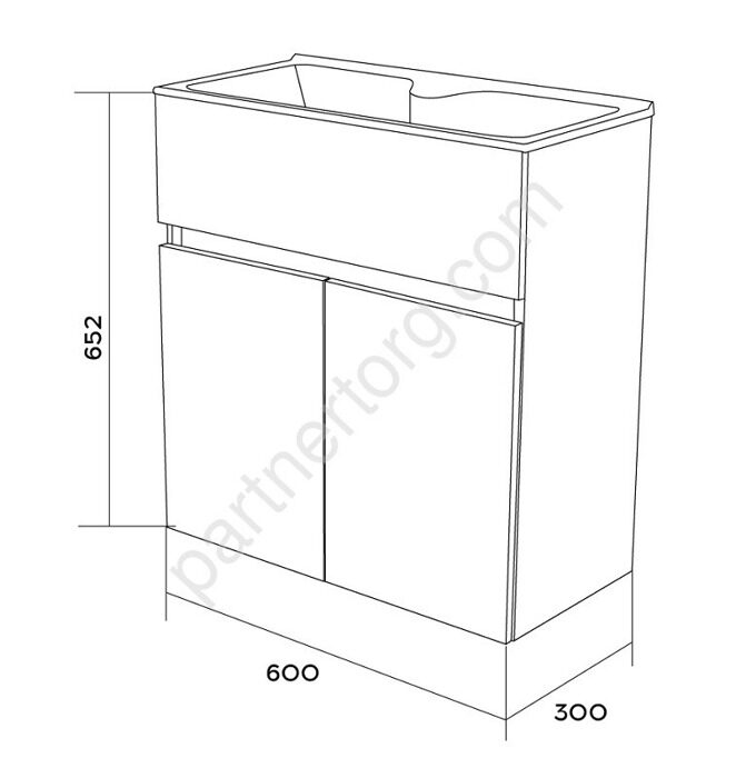 Mira 60П 2д. Дуб сонома тумба в ванную комнату навесная с раковиной
