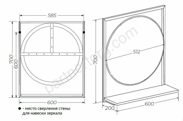 Grunge Loft 60П Дуб вотан  Marka One зеркало круглое для ванной комнаты