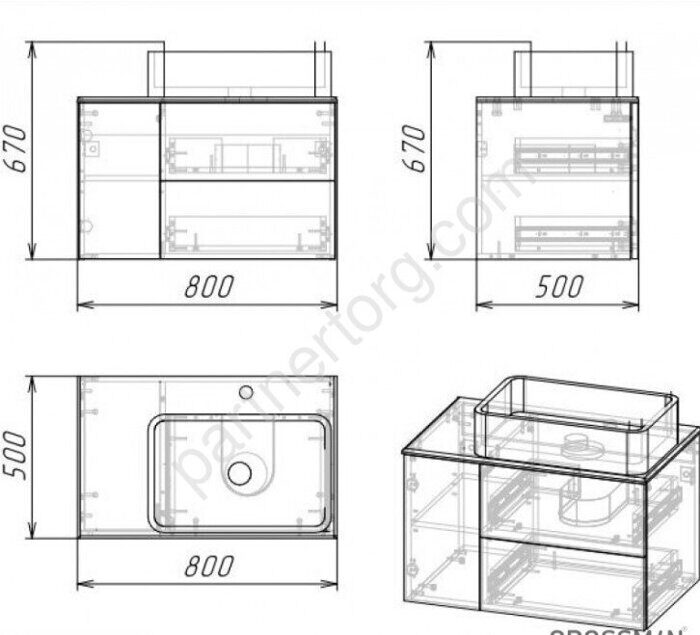 Альба 80 Бриз, Дуб веллингтон тумба в ванную комнату Grossman