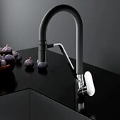 Смеситель для кухни высокий, хром с черным гибким изливом F8007802 Like AM.PM