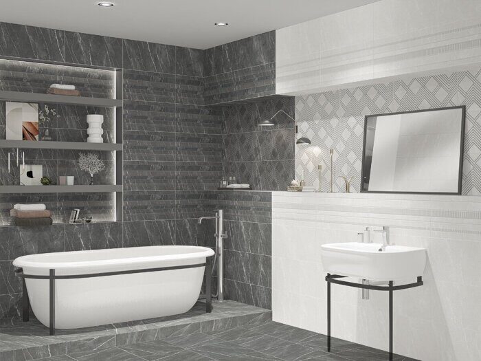 Hygge Grey плитка для пола графитовая матовая 42х42см Azori