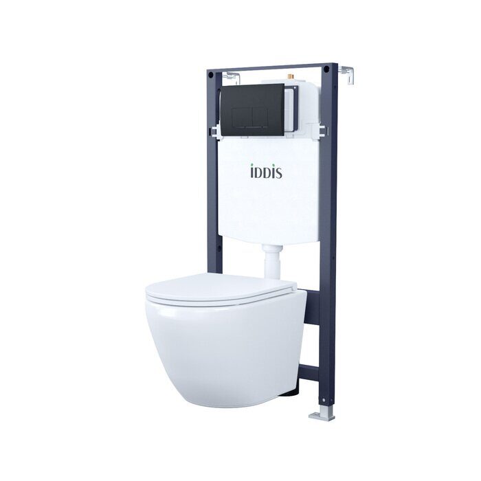 Iddis BASBQ02i73 комплект инсталляция Profix клавиша черная матовая с подвесным унитазом Blanco Q с сидением