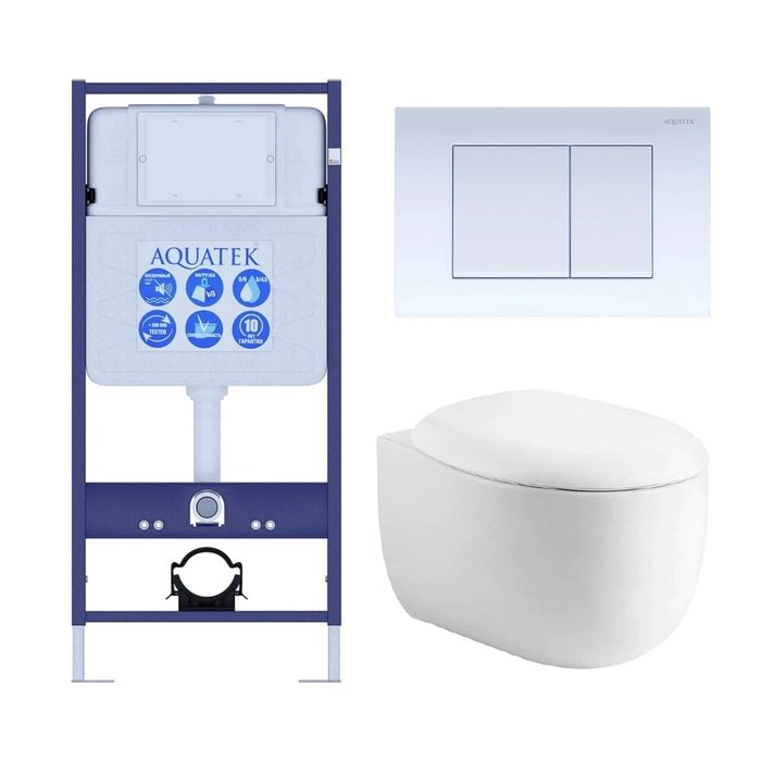 Set Aquatek Альтаир комплект рама INS-0000012, крепление KKI-0000002, унитаз AQ1980-00 и клавиша смыва KDI-0000009