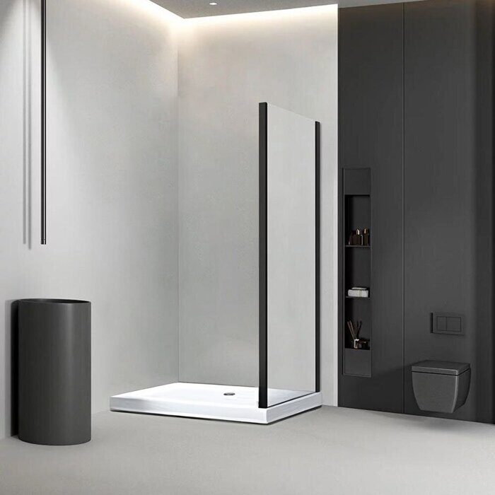 Veconi KP01B-90-01-C1 боковая панель 90х185 см, профиль черный, стекло прозрачное