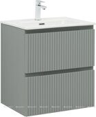 Джейн 60 тумба мисти грин для ванной комнаты с раковиной-столешницей Flat 60 Aquanet