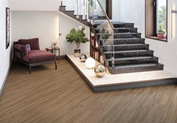 Chalet Brown New Trend керамогранит  темно-коричневый матовый 15х60см