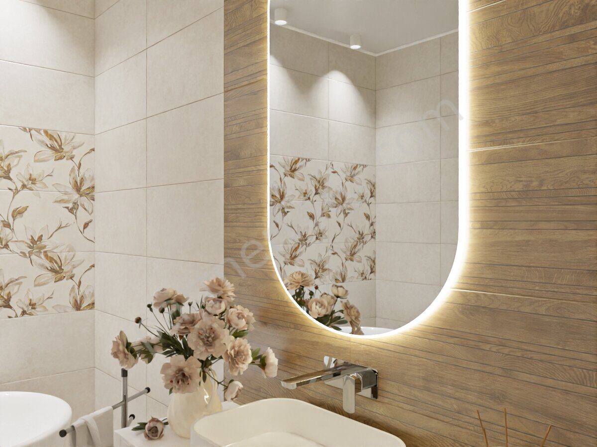 Palladio Ivory панно бежевое полуматовое цветы 63х63см Azori