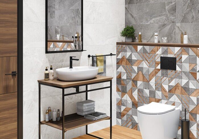 Kioto Triangle Delacora настенная плитка цветная глянцевая 30х90см