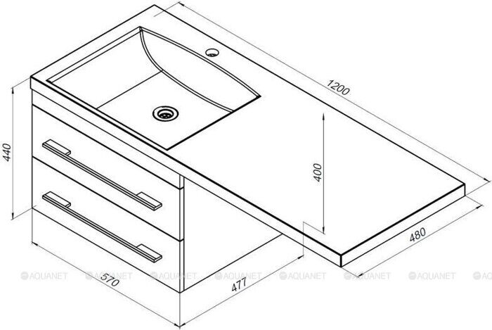Нота new 120 левая раковина-столешница над стиральной машиной Aquanet