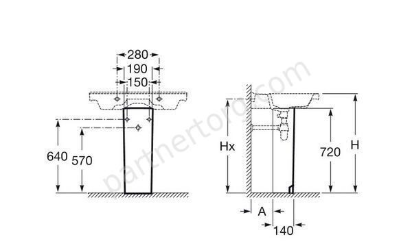Полупьедестал керамический для раковин Dama-N Roca 18х25х30 см