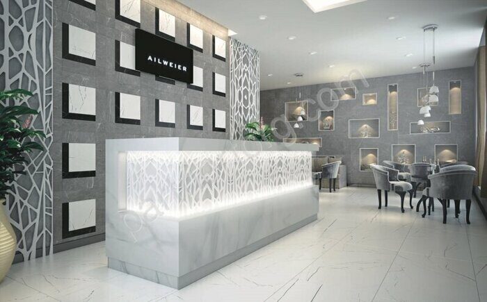 Vision White VS01 белый полированный керамогранит 60х120см Estima