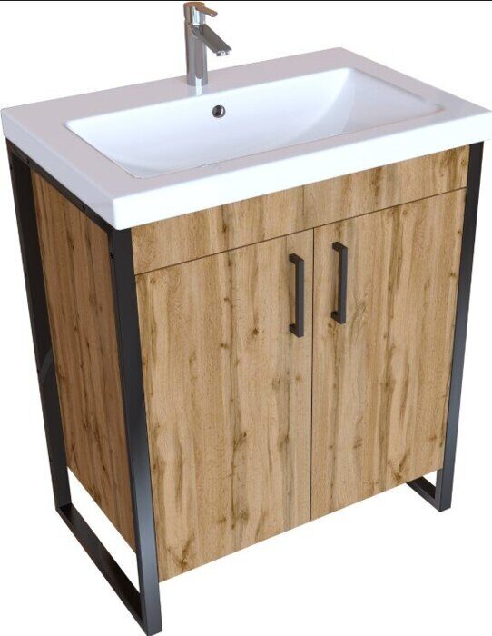 Grunge Loft 70Н 2д Дуб Вотан тумба напольная в ванную комнату под раковину 70см