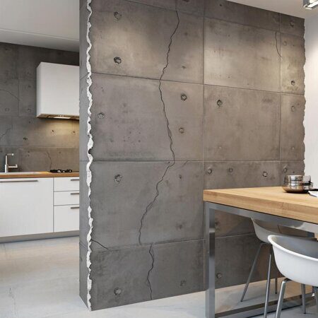 Клинкерная плитка под бетон на кухне