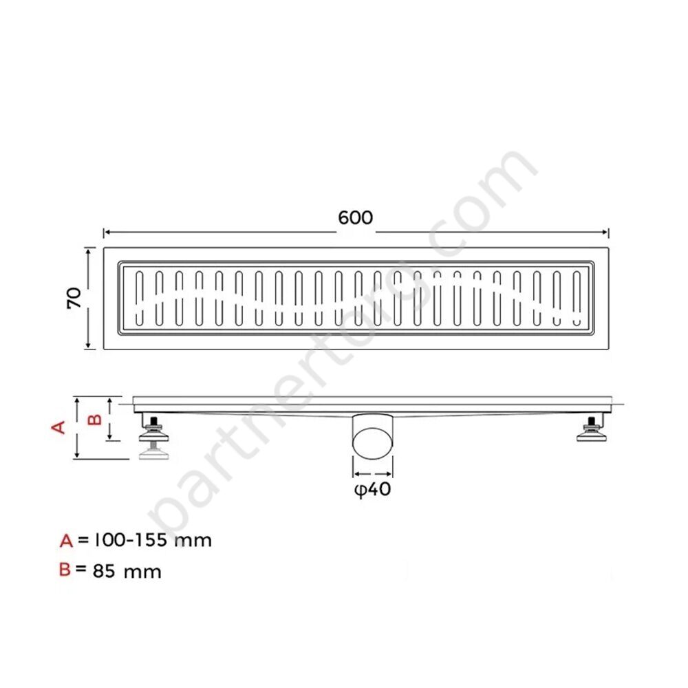 Gappo G86007-33 душевой трап 70х600 мм золото