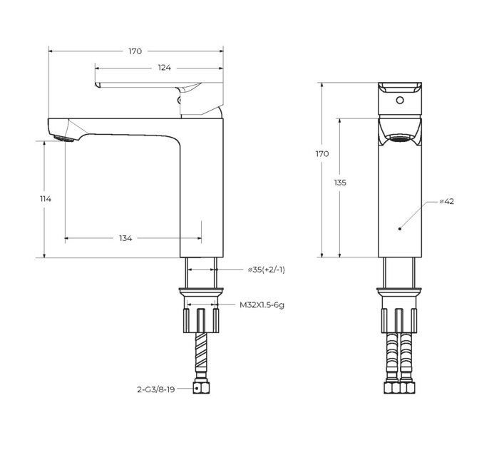 Cezares STYLUS-LS-IN смеситель для раковины с донным клапаном Сатин