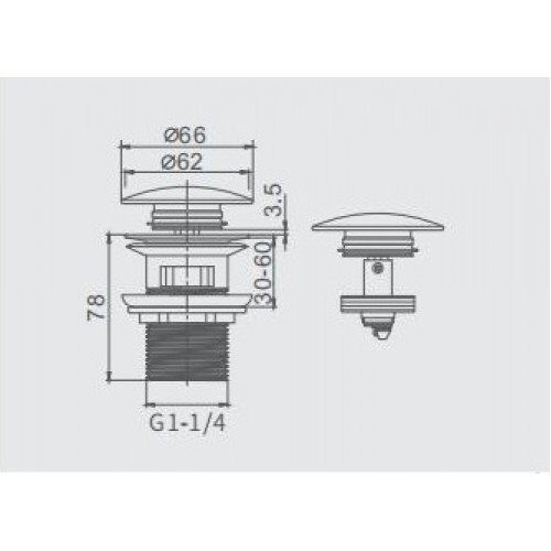 Frap F65-4 донный клапан для раковины хром