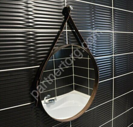 Country 51 зеркало на кожаном ремне черном с подсветкой