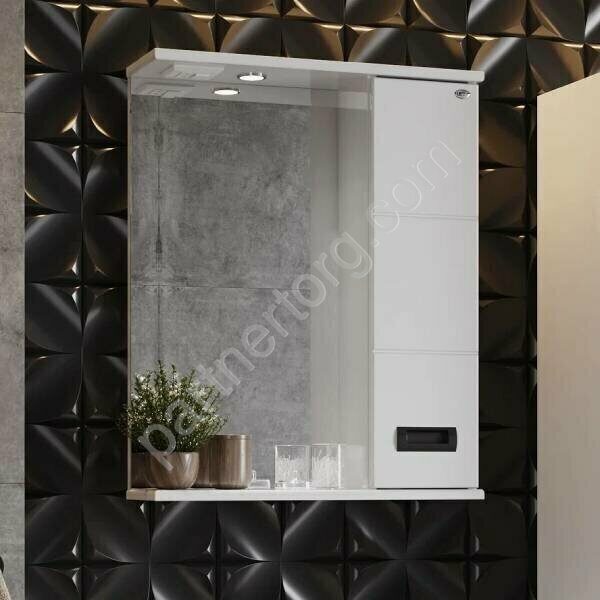 Балтика Black 58.01 белый шкаф-зеркало для ванной комнаты Onika правый