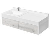 Сакура 100 см тумба подвесная белая/ольха наварра для ванной комнаты с раковиной Сакура 100 Aquaton