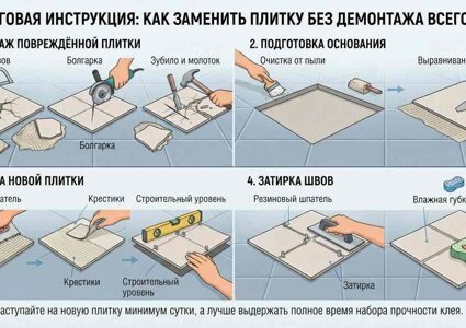 Треснула плитка на полу: как заменить фрагмент без демонтажа всего пола