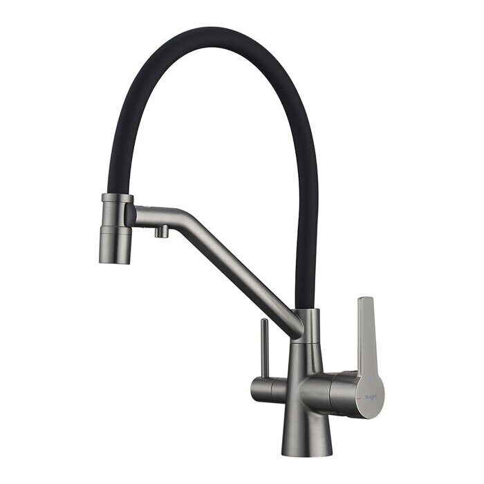 Raglo R80.62.09 смеситель для кухни со съемным изливом на магните и подключением фильтра питьевой воды, графит