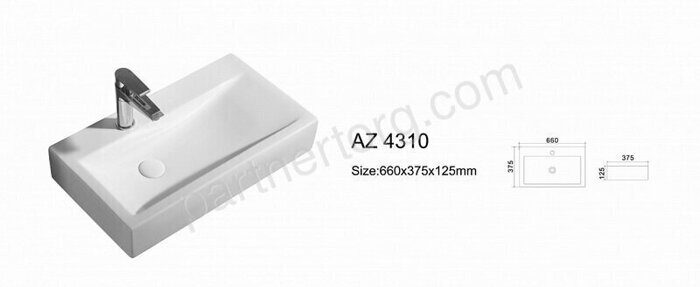 Azario Trend белая раковина настольная 66х37,5х12,5см AZ-4310