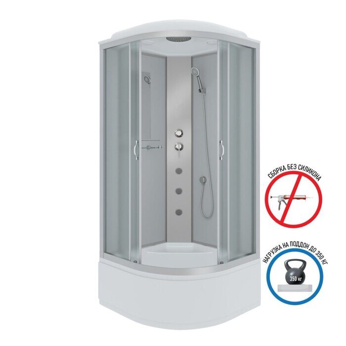 Niagara Classic NG-2308-14G душевая кабина с крышей и гидромассажем симметричная 90х90х215 см, матовое стекло, высокий поддон
